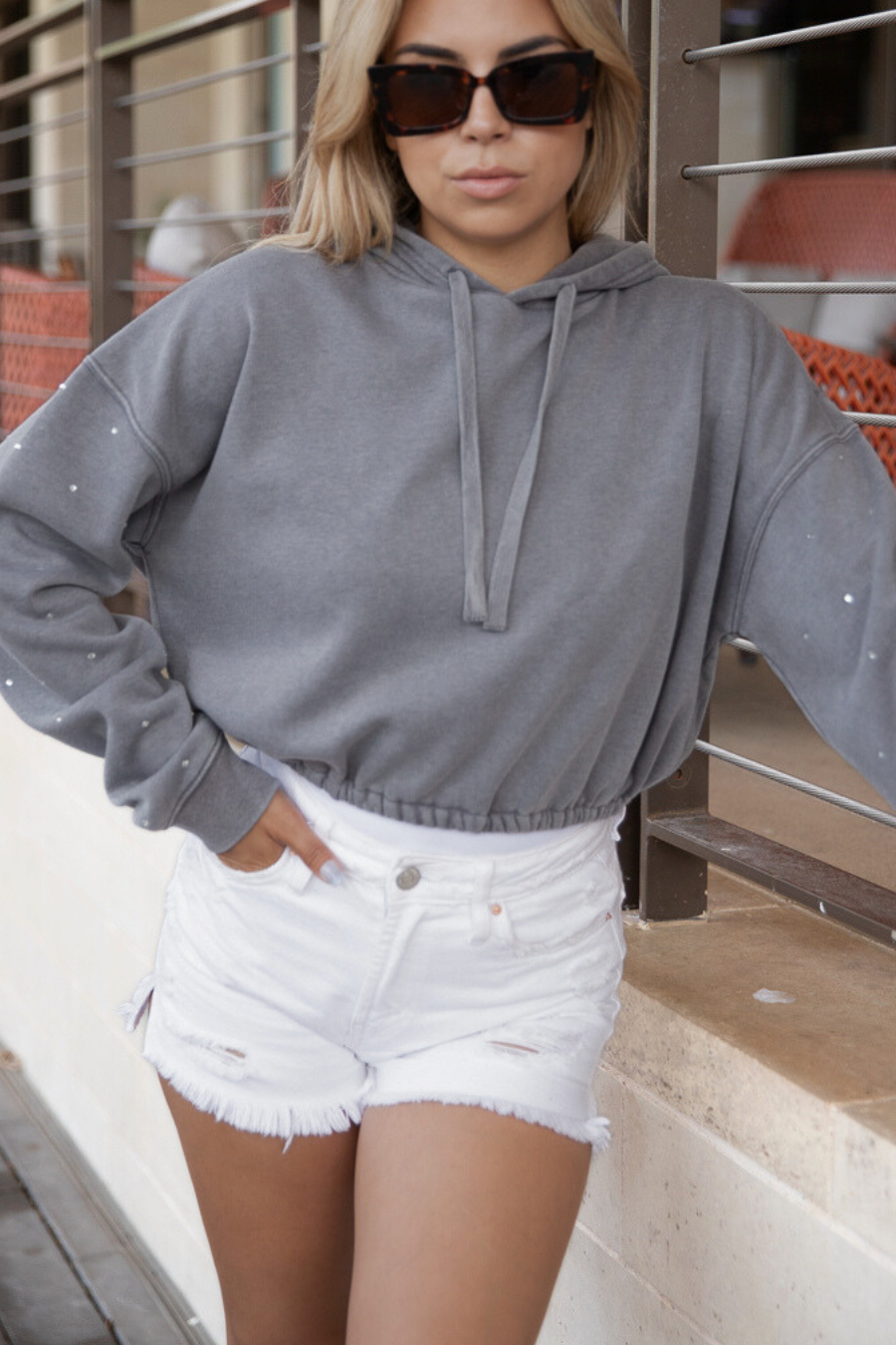 White Denim DREAMY DENIM SHORTS - Styled Look Front | Gameday Couture - SOHO
