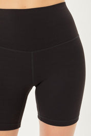Black CHIC BREEZE BIKER SHORTS - Close-Up Waistband & Inseam Detail | Gameday Couture - SOHO