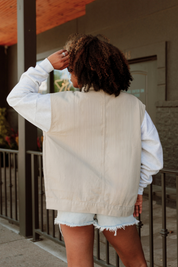 Khaki Denim Doll Vest - Back View Detail | Gameday Couture - SOHO