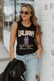 Black ALBANY GREAT DANES PRESEASON OPENER RACERBACK TANK TOP - On Model Front | Gameday Couture - SOHO