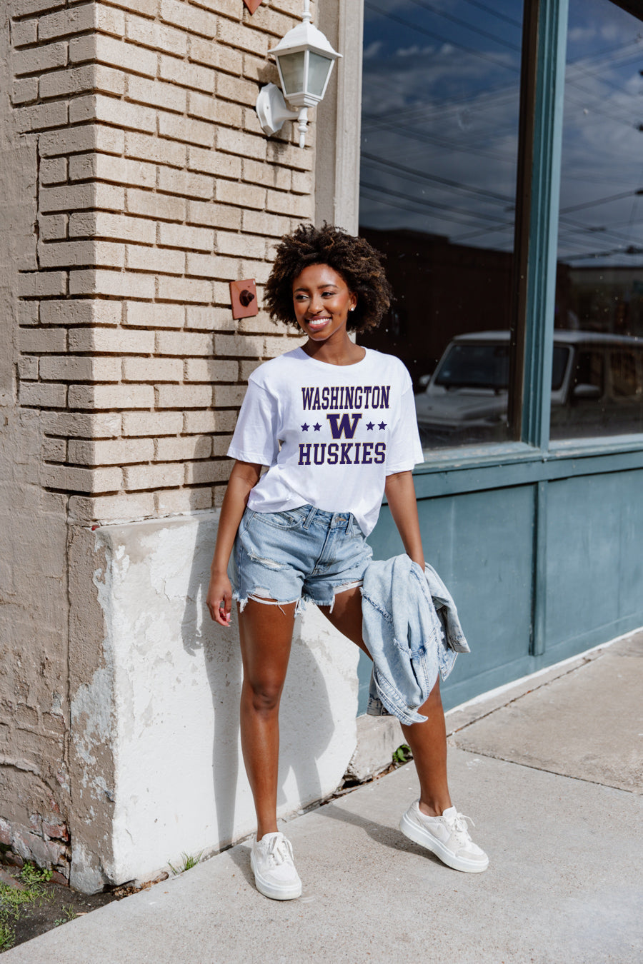 WASHINGTON HUSKIES TO THE POINT SHORT SLEEVE FLOWY TEE