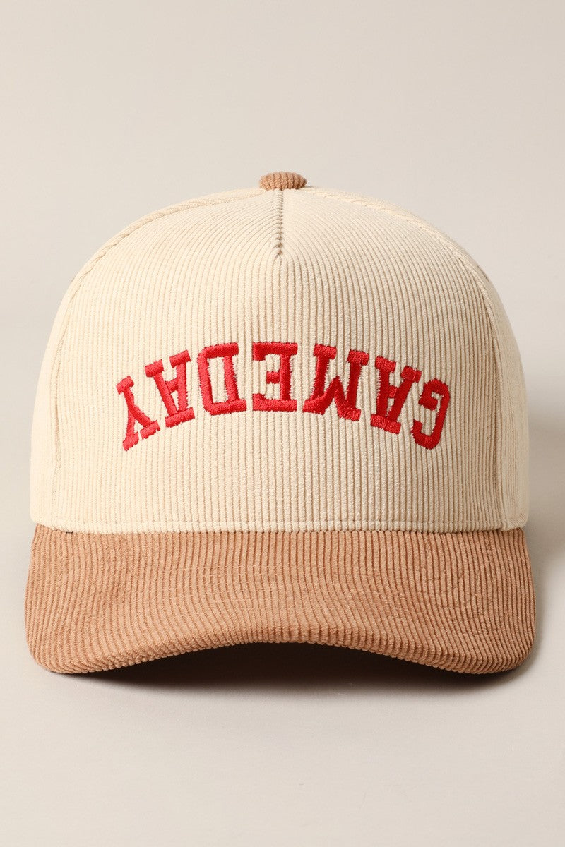 UPSIDE DOWN GAMEDAY RETRO CORDED HAT IN TAN