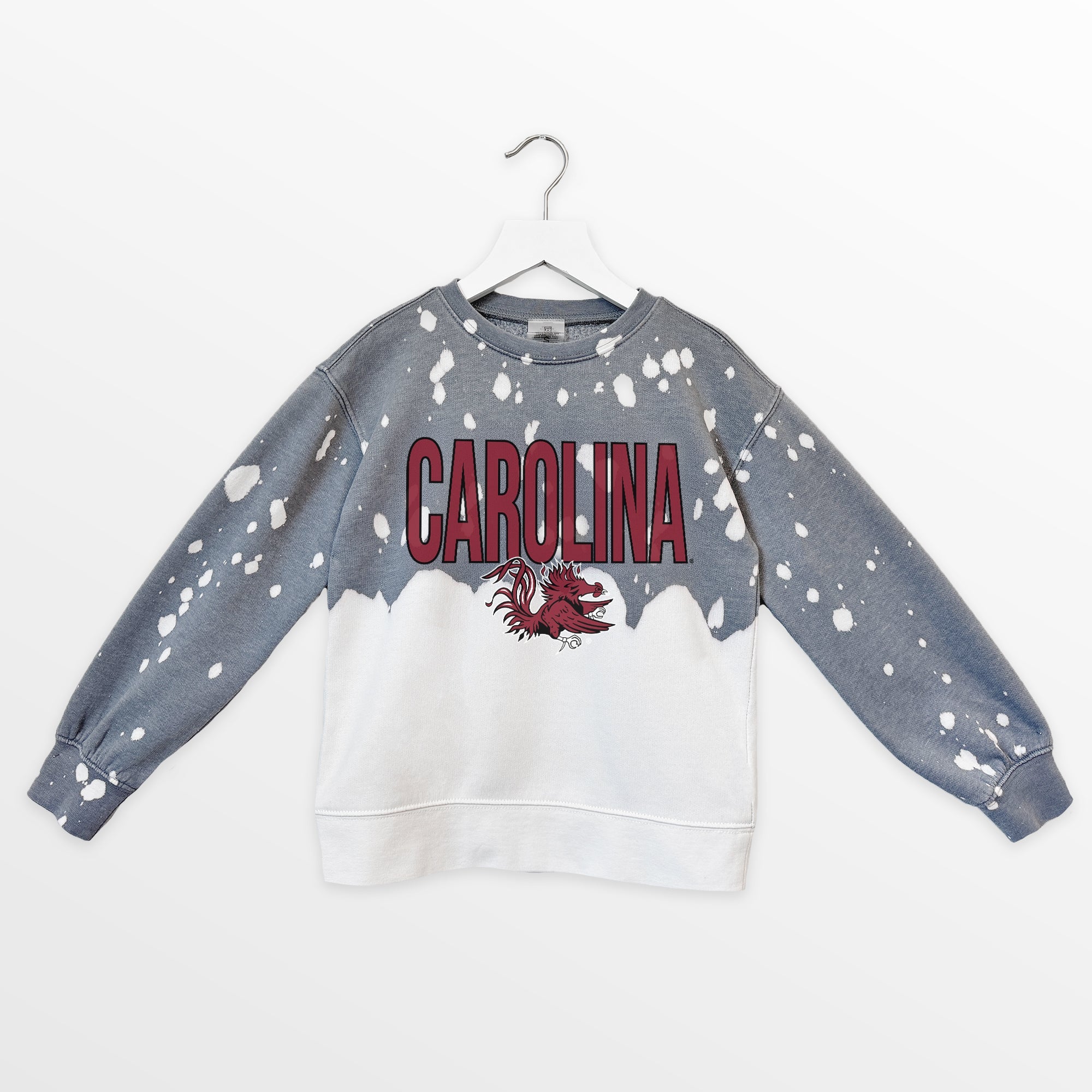 SOUTH CAROLINA GAMECOCKS CASUAL FAN KIDS FADED WASH CREWNECK PULLOVER