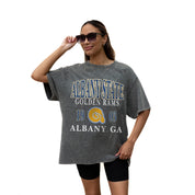 ALBANY STATE GOLDEN RAMS THROWBACK OVERSIZED CREWNECK TEE - On Model Front | Gameday Couture - SOHO