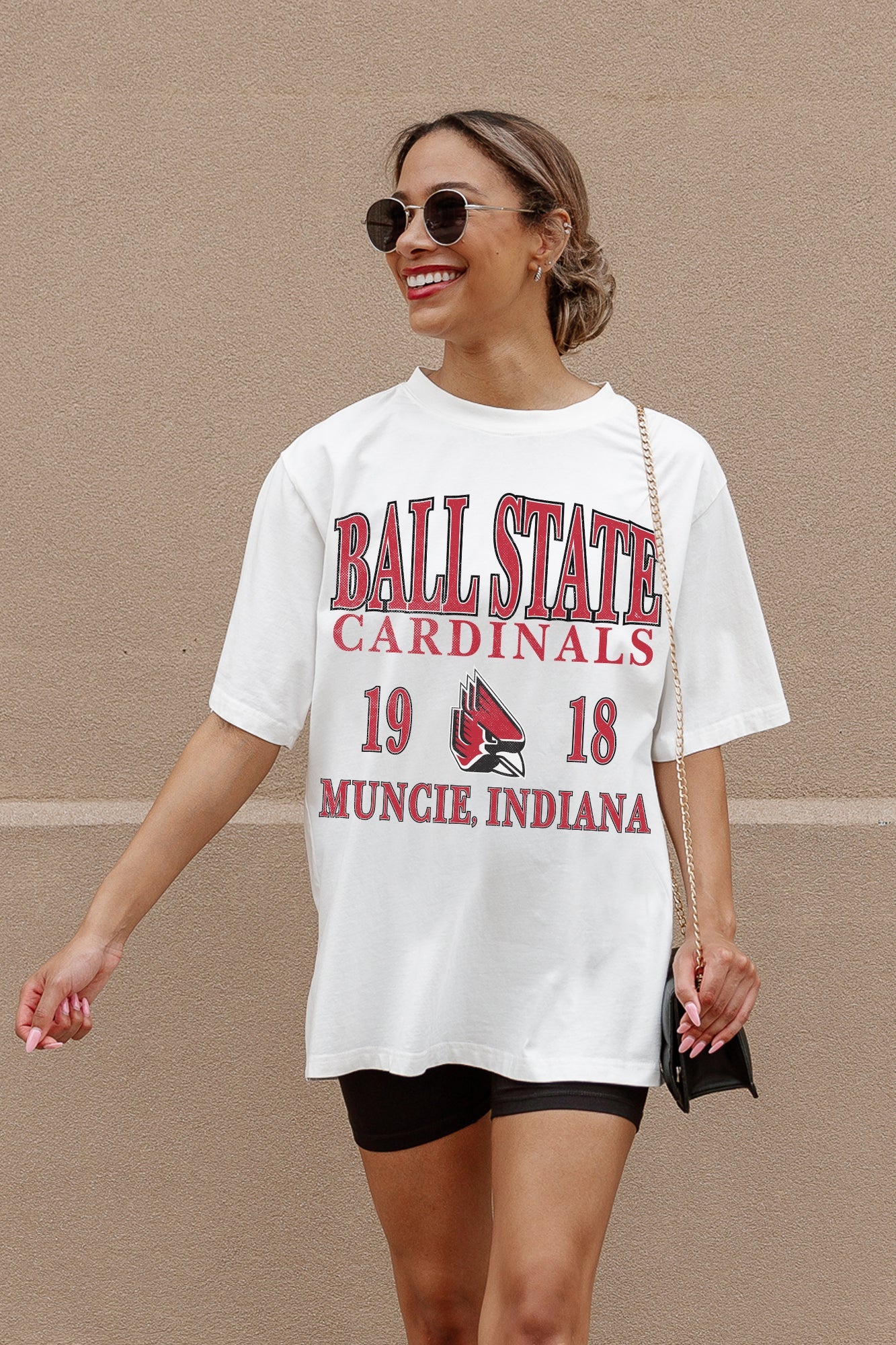Ivory Ball State Cardinals Unity Oversized Tee - Walking Street Style Look | Gameday Couture - SOHO