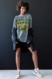 Grey Baylor Bears Keep The Lead Oversized Tee - Full Length Styled Look with Jeans and Sneakers | Gameday Couture - SOHO