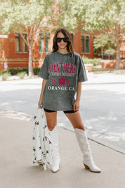 Grey CHAPMAN UNIVERSITY PANTHERS Throwback Oversized Tee - On Model Casual | Gameday Couture - SOHO