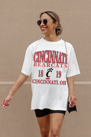 White CINCINNATI BEARCATS Unity Oversized Tee - Front View | Gameday Couture - SOHO