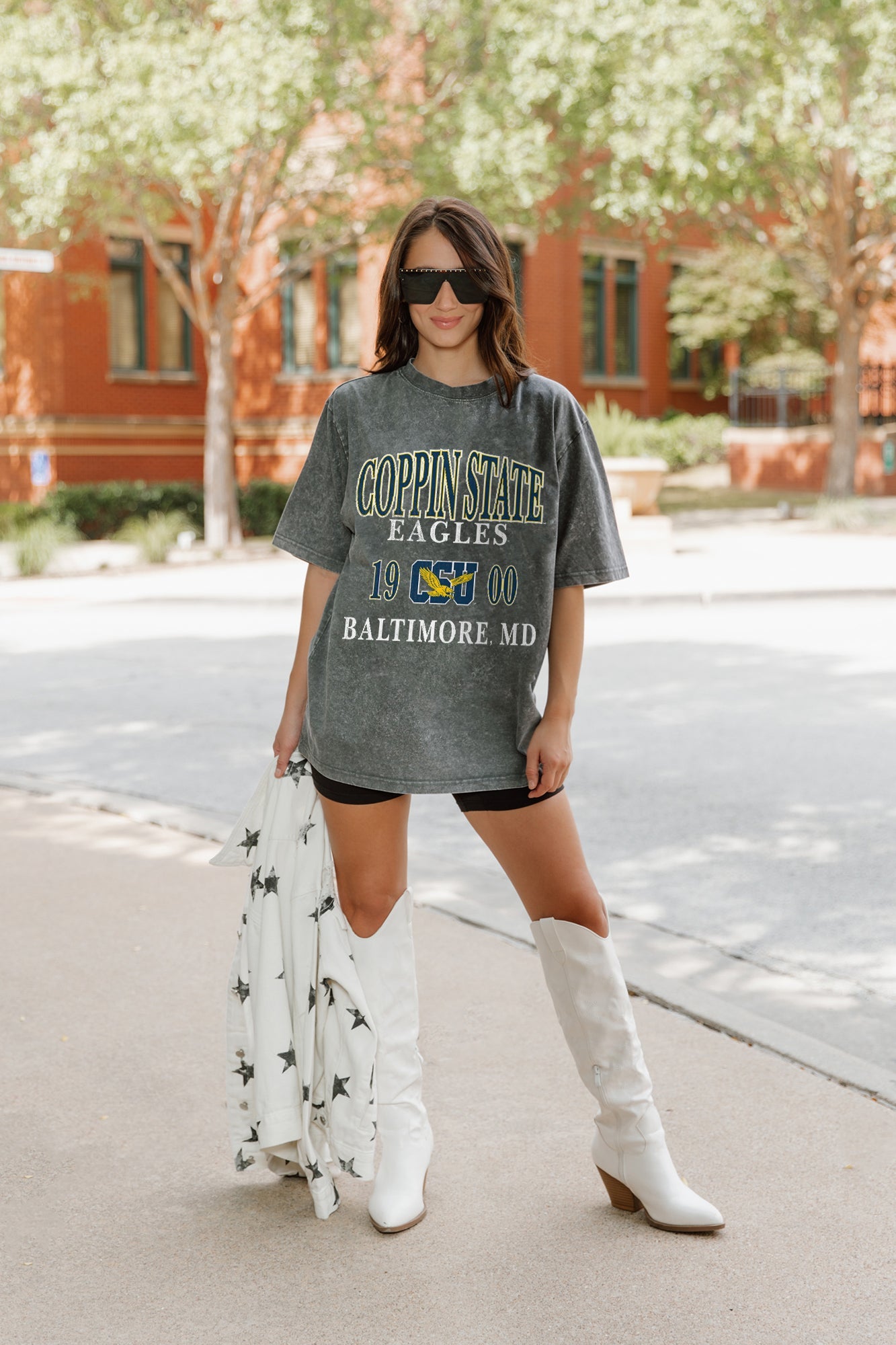 COPPIN STATE EAGLES THROWBACK OVERSIZED CREWNECK TEE