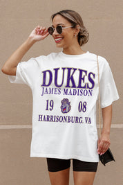 Ivory James Madison Dukes Unity Oversized Tee - Front Graphic Close-Up On Model | Gameday Couture - SOHO