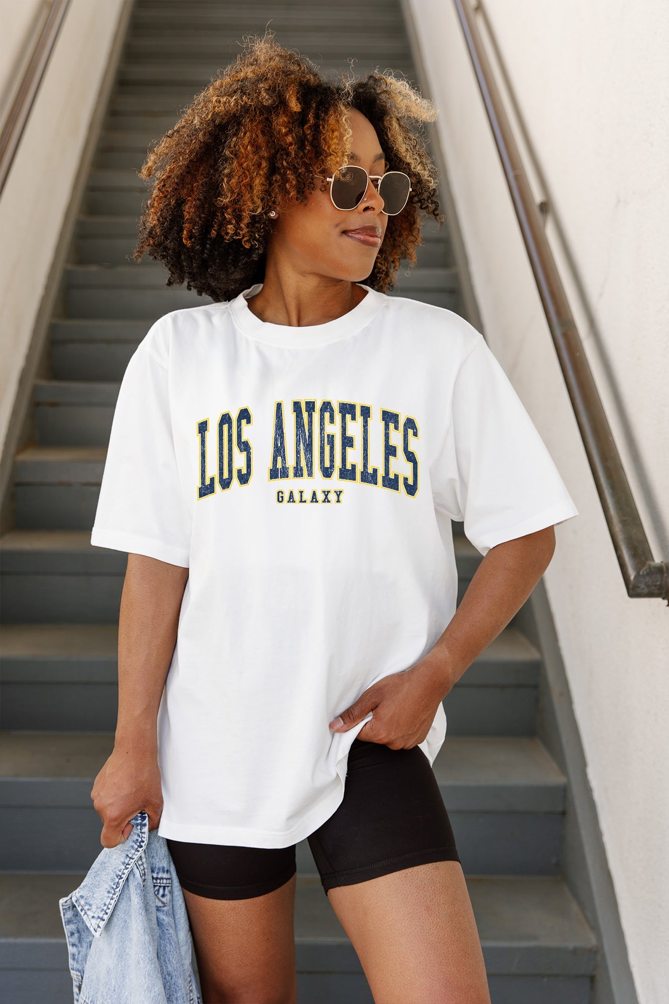 LOS ANGELES GALAXY GOAL LINE OVERSIZED CREWNECK TEE