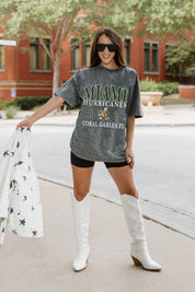 Grey Miami Hurricanes Throwback Oversized Crewneck Tee - Full Body Styled Look | Gameday Couture - SOHO