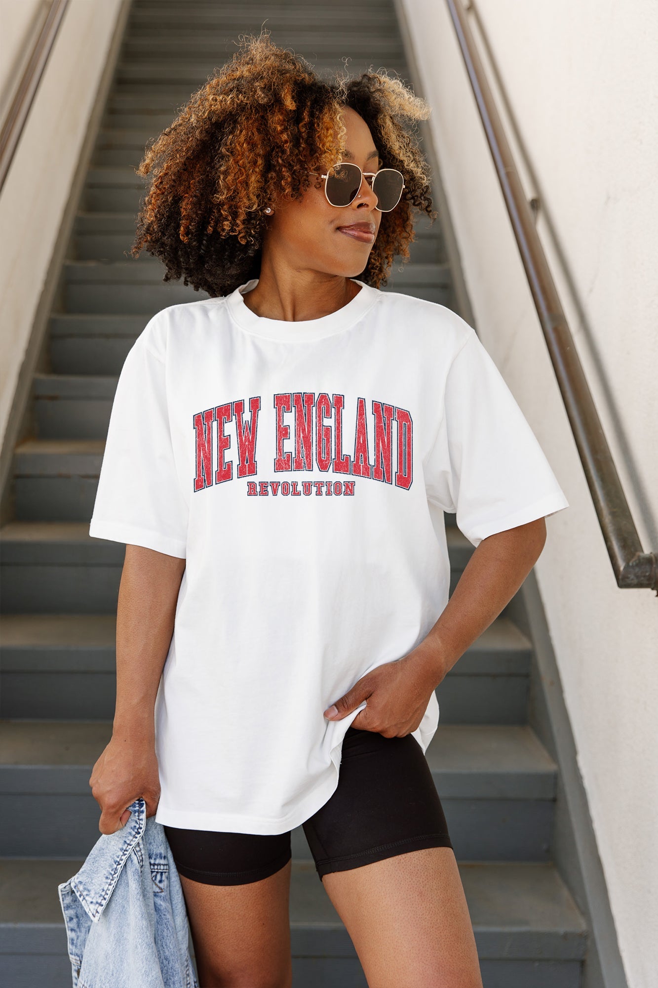 NEW ENGLAND REVOLUTION GOAL LINE OVERSIZED CREWNECK TEE