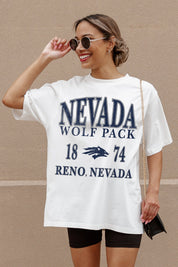 Ivory Nevada Wolf Pack Unity Oversized Tee - Graphic Detail Close-Up, Reno Nevada | Gameday Couture - SOHO