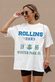 ROLLINS COLLEGE TARS UNITY OVERSIZED CREWNECK TEE - Front Close-Up View | Gameday Couture - SOHO