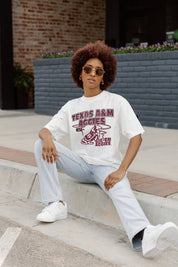 White TEXAS A&M AGGIES In The Lead Oversized Tee - Sitting Casual Style | Gameday Couture - SOHO