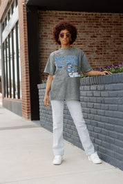 Grey North Carolina Tar Heels Keep The Lead Oversized Tee - Full Length Front View On Model | Gameday Couture - SOHO