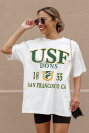 White SAN FRANCISCO DONS Unity Oversized Tee - Close-Up Detail View | Gameday Couture - SOHO