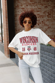 WISCONSIN BADGERS UNITY OVERSIZED CREWNECK TEE - Confident Pose Front | Gameday Couture - SOHO