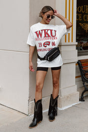 Ivory WKU Hilltoppers Unity Oversized Tee - On Model Full Length Street Style | Gameday Couture - SOHO