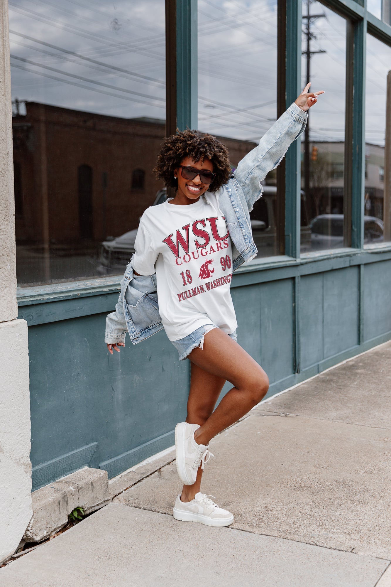 WASHINGTON STATE COUGARS UNITY OVERSIZED CREWNECK TEE - Energetic Pose | Gameday Couture - SOHO