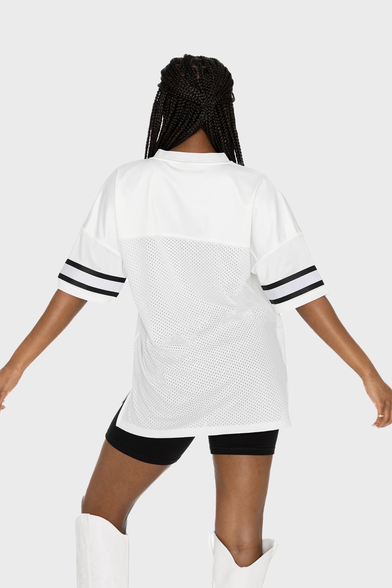 NEW ENGLAND PATRIOTS NEXT DOWN ICONIC OVERSIZED FASHION JERSEY BY RANDI MAHOMES