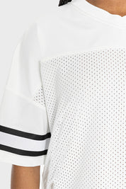 NEW ENGLAND PATRIOTS NEXT DOWN ICONIC OVERSIZED FASHION JERSEY BY RANDI MAHOMES