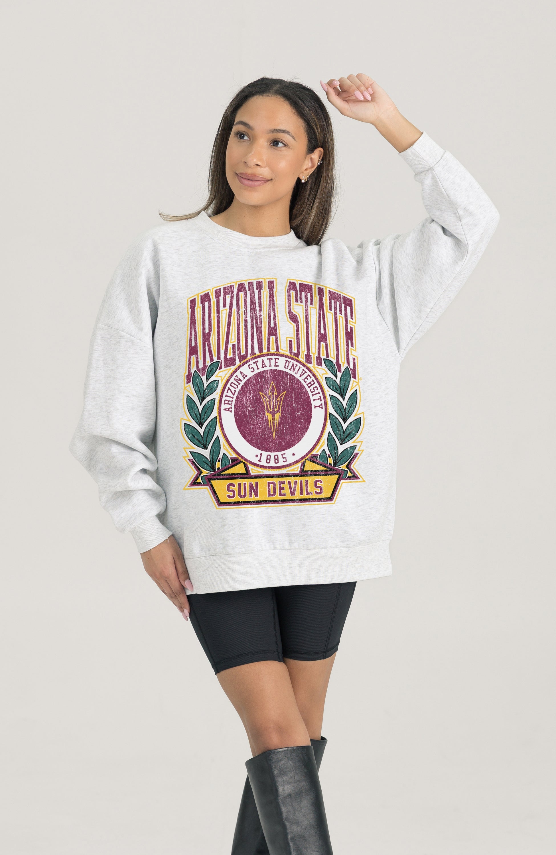 ARIZONA STATE SUN DEVILS HERITAGE PREMIUM FLEECE DROP SHOULDER CREWNECK PULLOVER