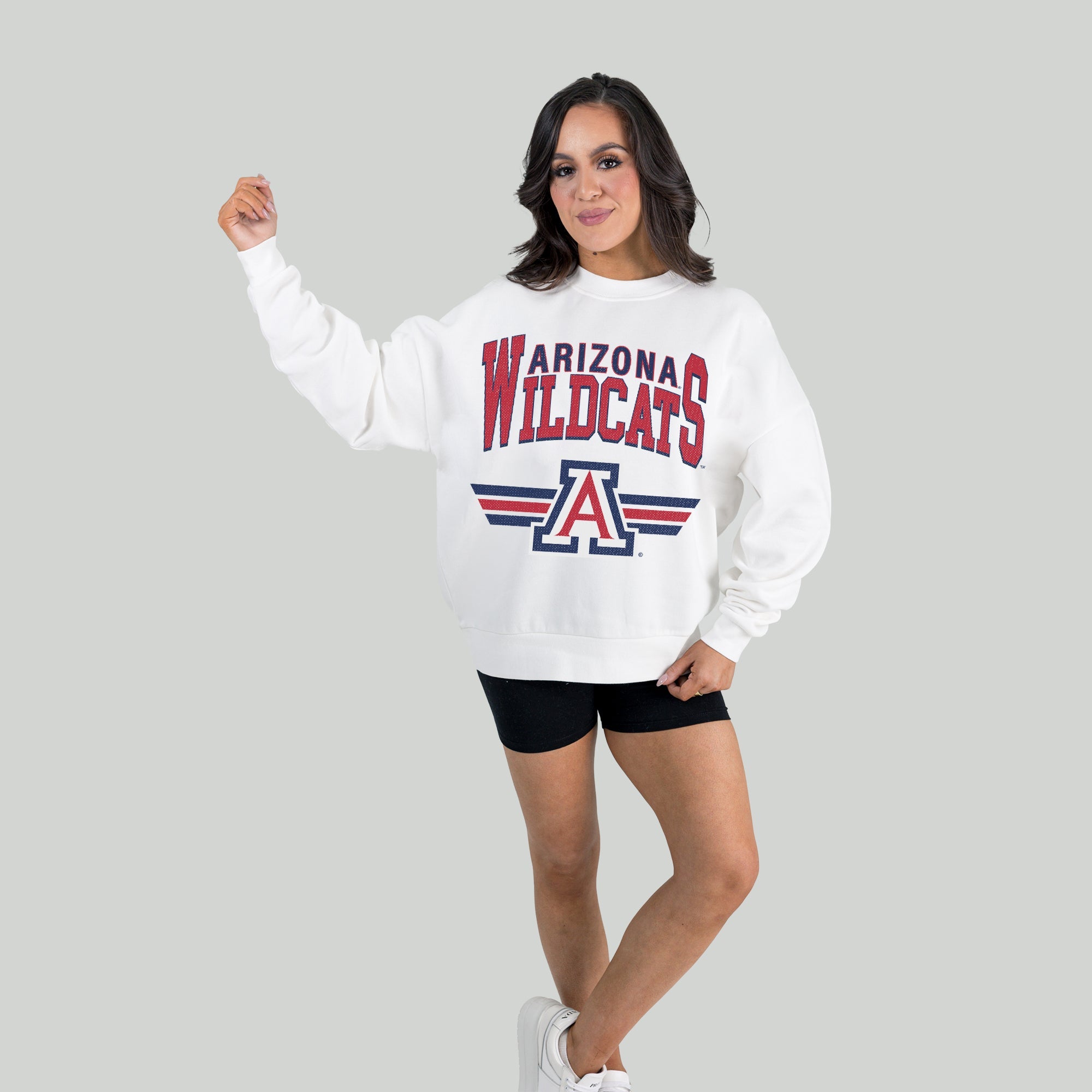 ARIZONA WILDCATS SWIFT STRIKE PREMIUM FLEECE DROP SHOULDER CREWNECK PULLOVER