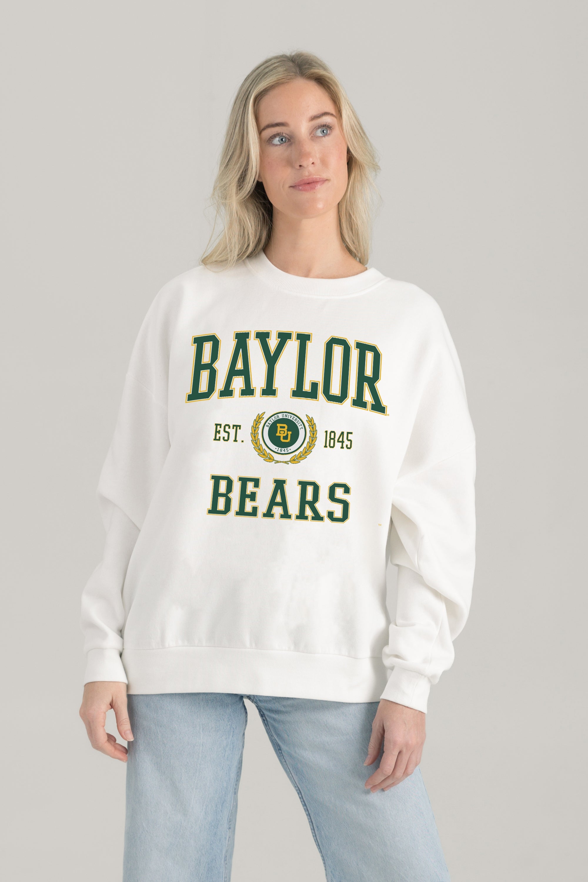 BAYLOR BEARS TIMELESS TRIUMPH PREMIUM FLEECE DROP SHOULDER CREWNECK PULLOVER