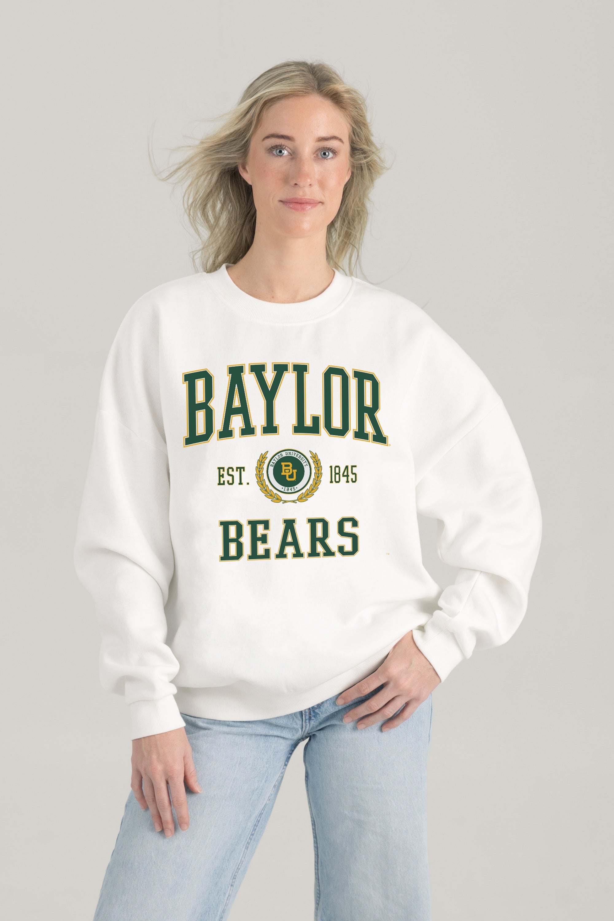 BAYLOR BEARS TIMELESS TRIUMPH PREMIUM FLEECE DROP SHOULDER CREWNECK PULLOVER