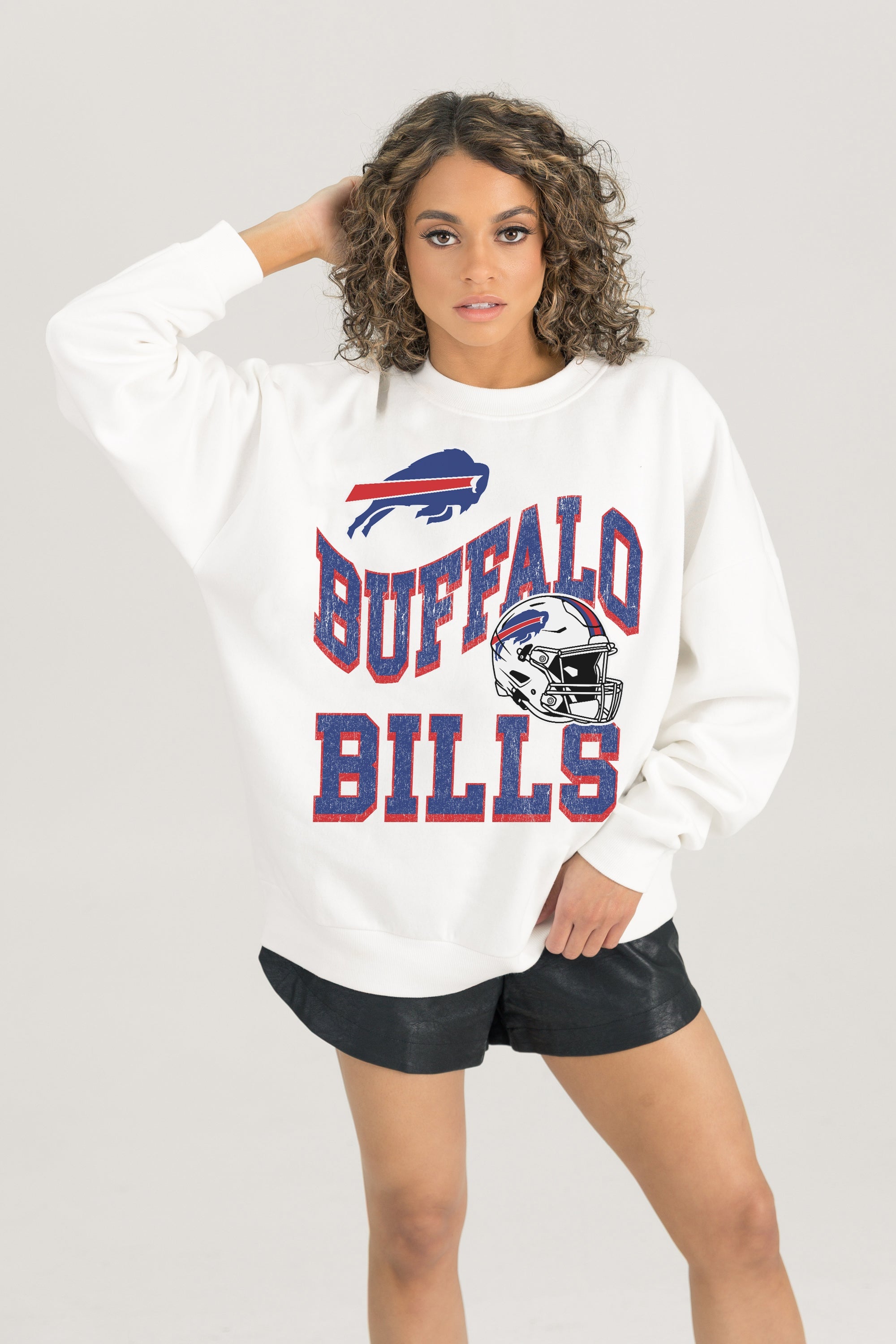 BUFFALO BILLS HARD EARNED PREMIUM FLEECE CREWNECK PULLOVER