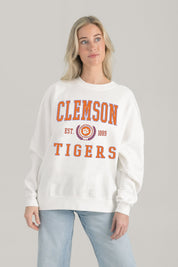 CLEMSON TIGERS TIMELESS TRIUMPH PREMIUM FLEECE DROP SHOULDER CREWNECK PULLOVER