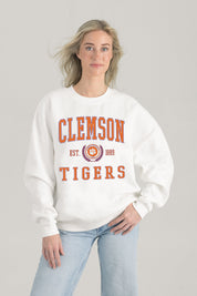 CLEMSON TIGERS TIMELESS TRIUMPH PREMIUM FLEECE DROP SHOULDER CREWNECK PULLOVER