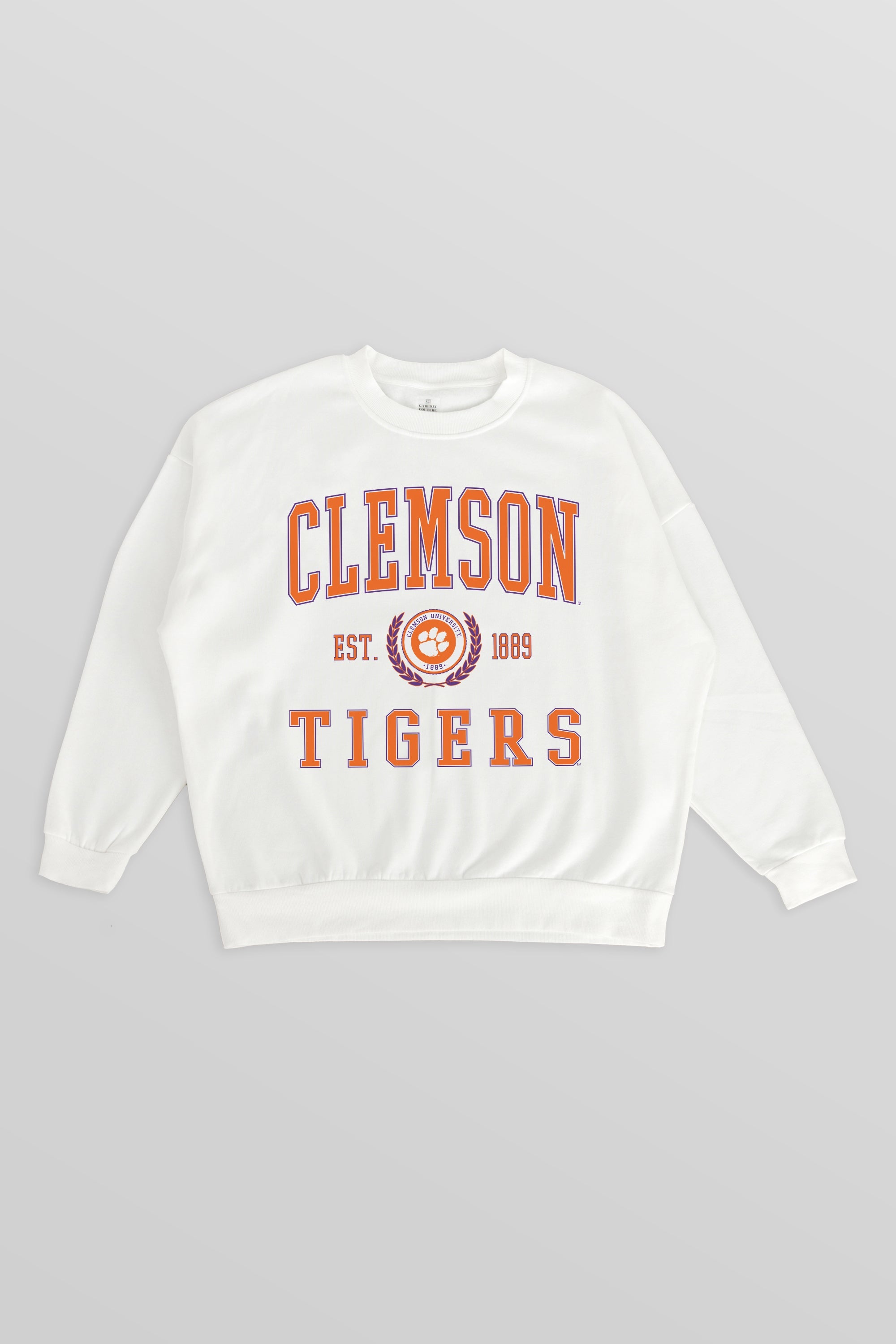 CLEMSON TIGERS TIMELESS TRIUMPH PREMIUM FLEECE DROP SHOULDER CREWNECK PULLOVER