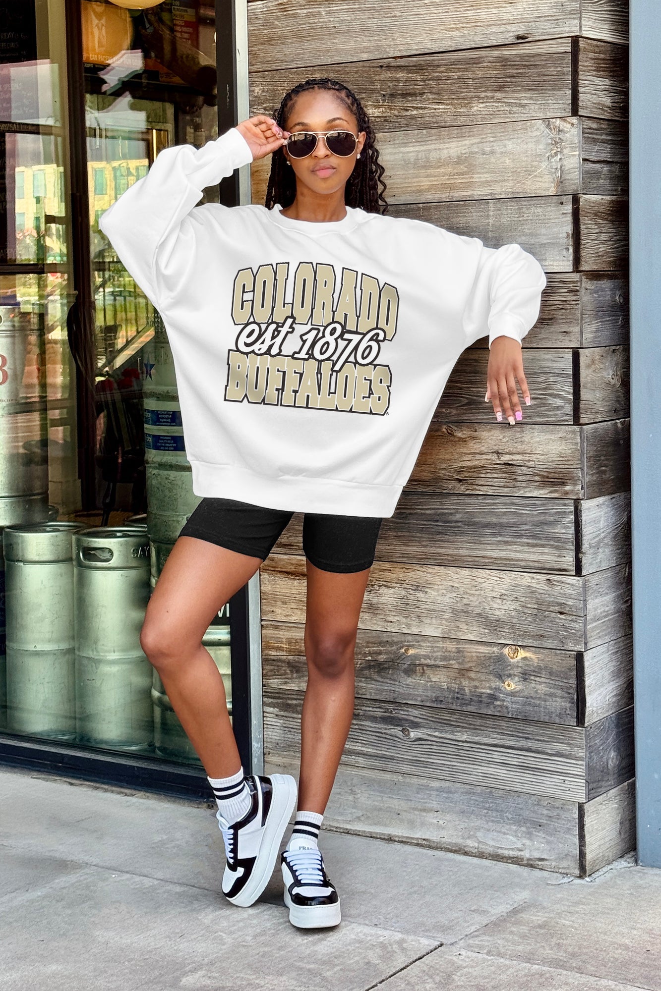 COLORADO BUFFALOES FADED FORMATION PREMIUM FLEECE DROP SHOULDER CREWNECK PULLOVER