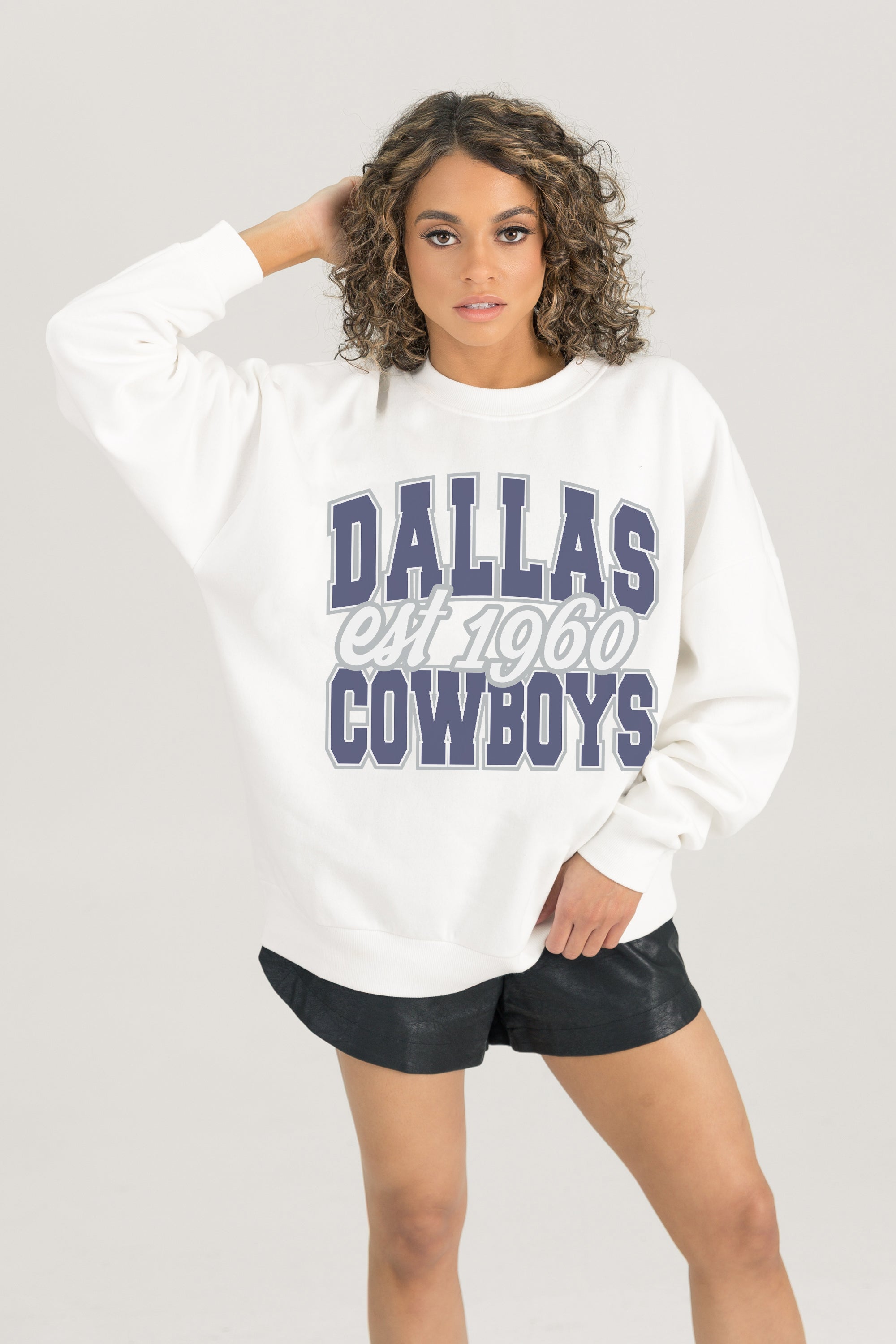 DALLAS COWBOYS FADED FORMATION PREMIUM FLEECE CREWNECK PULLOVER
