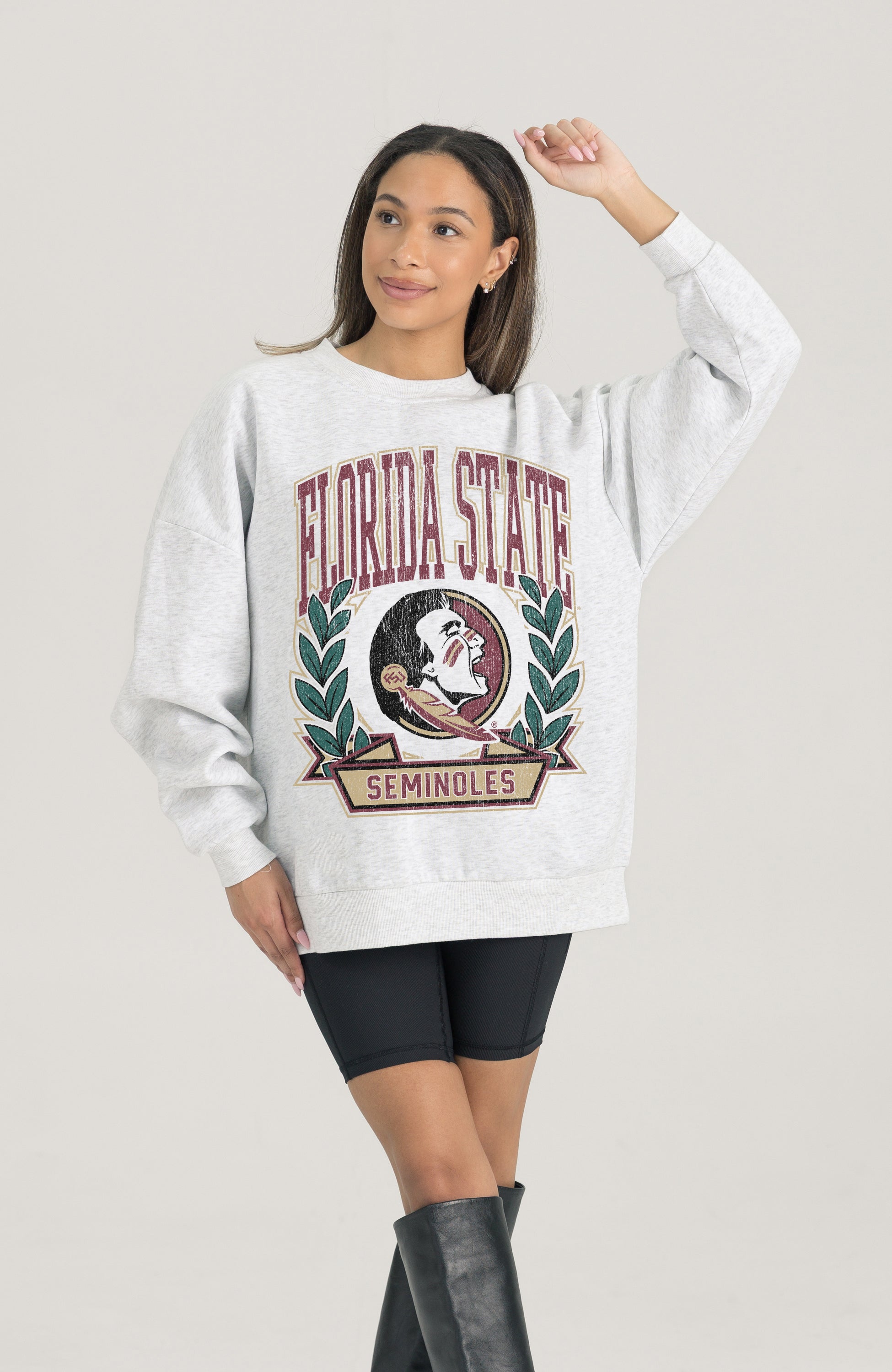 FLORIDA STATE SEMINOLES HERITAGE PREMIUM FLEECE DROP SHOULDER CREWNECK PULLOVER