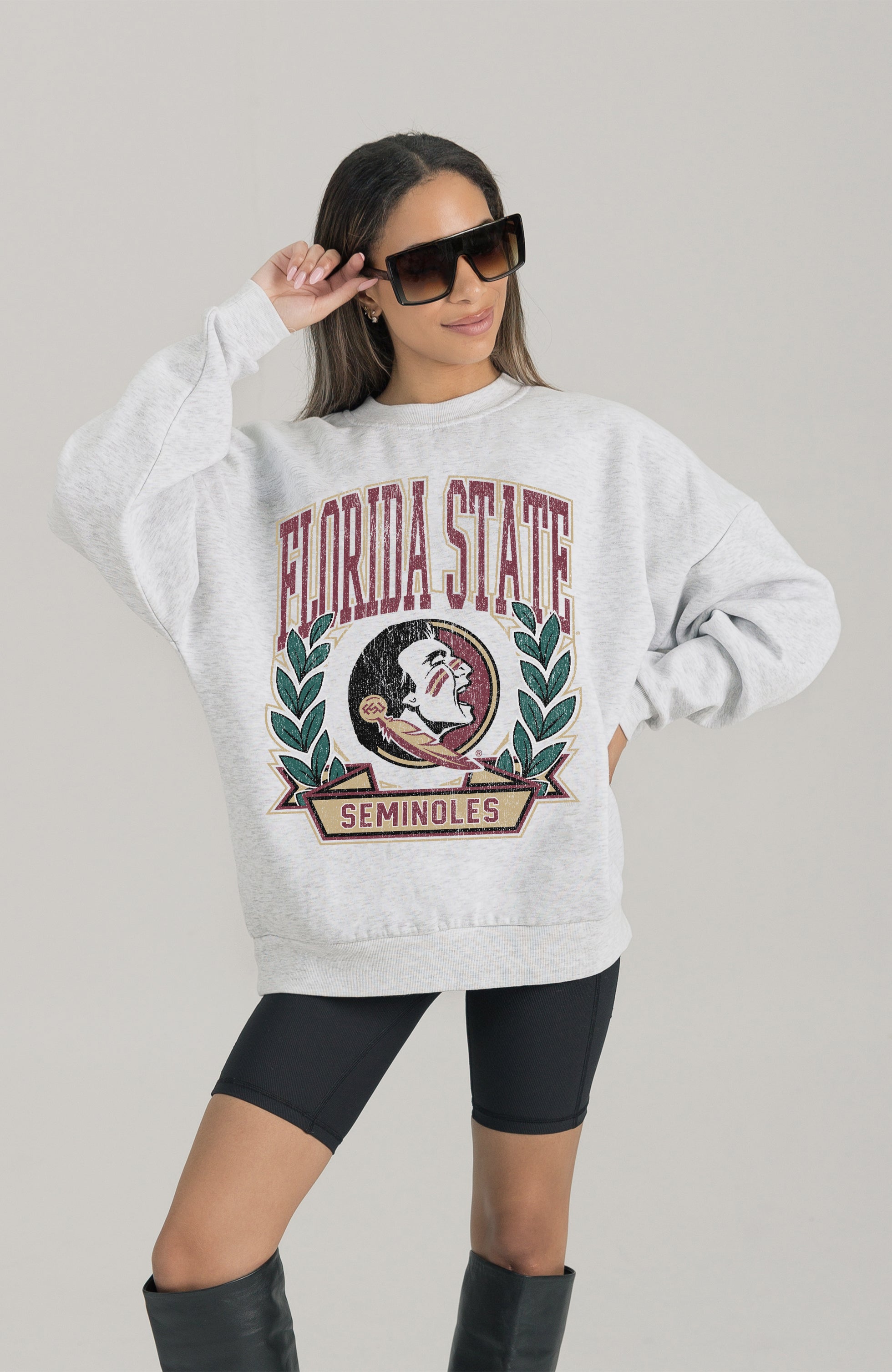FLORIDA STATE SEMINOLES HERITAGE PREMIUM FLEECE DROP SHOULDER CREWNECK PULLOVER