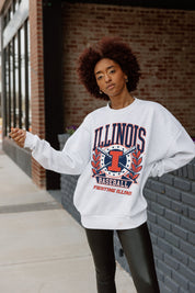 Illinois Fighting Illini Bases Loaded Drop Shoulder Pullover - Front Detail | Gameday Couture - SOHO