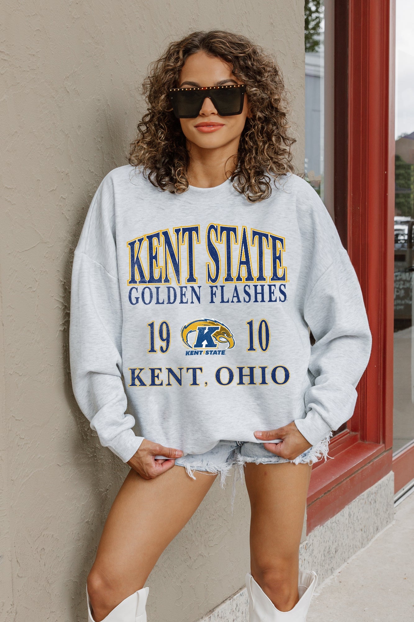 KENT STATE GOLDEN FLASHES ALLEGIANCE PREMIUM FLEECE DROP SHOULDER CREWNECK PULLOVER