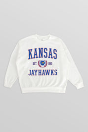 KANSAS JAYHAWKS TIMELESS TRIUMPH PREMIUM FLEECE DROP SHOULDER CREWNECK PULLOVER