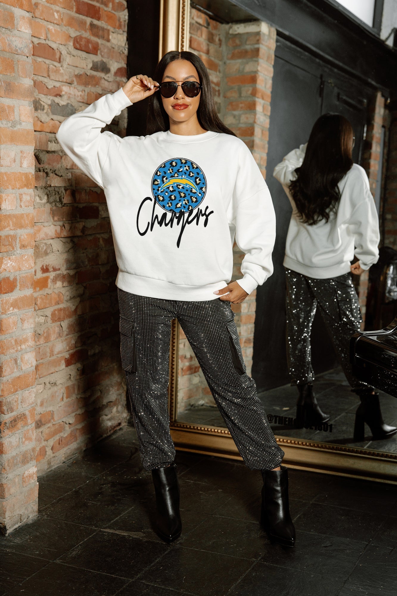 LOS ANGELES CHARGERS WILD BREAKTHROUGH PREMIUM FLEECE CREWNECK PULLOVER