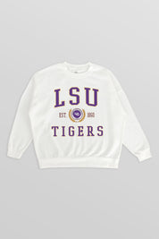 LSU TIGERS TIMELESS TRIUMPH PREMIUM FLEECE DROP SHOULDER CREWNECK PULLOVER