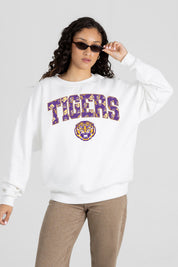 LSU TIGERS SWEET PLAY PREMIUM FLEECE DROP SHOULDER CREWNECK PULLOVER