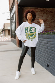 Ash Grey NORTH DAKOTA STATE BISON BASES LOADED PREMIUM FLEECE DROP SHOULDER CREWNECK - Street Style | Gameday Couture - SOHO
