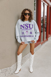 NORTHWESTERN STATE DEMONS ALLEGIANCE PREMIUM FLEECE DROP SHOULDER CREWNECK PULLOVER