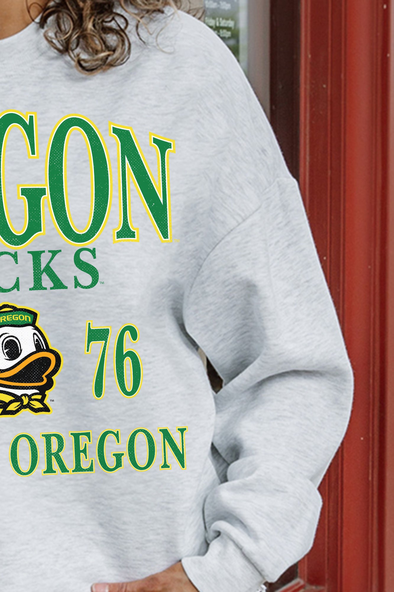 Oregon Ducks Allegiance Fleece Drop-Shoulder Pullover - Logo Close-Up | Gameday Couture - SOHO