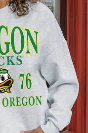 Oregon Ducks Allegiance Fleece Drop-Shoulder Pullover - Logo Close-Up | Gameday Couture - SOHO