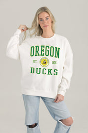 OREGON DUCKS TIMELESS TRIUMPH PREMIUM FLEECE DROP SHOULDER CREWNECK PULLOVER